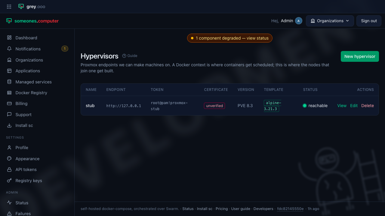Every registered hypervisor